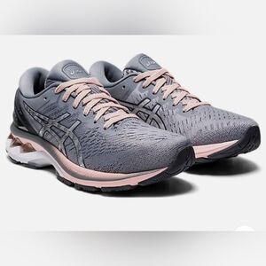 ASICS Women's Gel-Kayano 27 Gray and Peach Athletic Shoes. 9.5 M